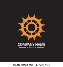 Gear vector logo isolated on a black background. Icon silhouette design template. Simple symbol concept in flat style. Abstract sign  pictogram for web  mobile and infographics.