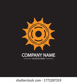 Gear vector logo isolated on a black background. Icon silhouette design template. Simple symbol concept in flat style. Abstract sign  pictogram for web  mobile and infographics.