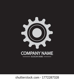 Gear vector logo isolated on a black background. Icon silhouette design template. Simple symbol concept in flat style. Abstract sign  pictogram for web  mobile and infographics.