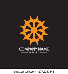 Gear vector logo isolated on a black background. Icon silhouette design template. Simple symbol concept in flat style. Abstract sign  pictogram for web  mobile and infographics.