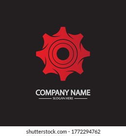 Gear vector logo isolated on a black background. Icon silhouette design template. Simple symbol concept in flat style. Abstract sign  pictogram for web  mobile and infographics.