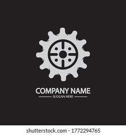 Gear vector logo isolated on a black background. Icon silhouette design template. Simple symbol concept in flat style. Abstract sign  pictogram for web  mobile and infographics.