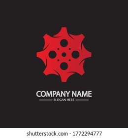 Gear vector logo isolated on a black background. Icon silhouette design template. Simple symbol concept in flat style. Abstract sign  pictogram for web  mobile and infographics.