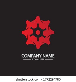 Logo del vector del engranaje aislado en un fondo negro. Plantilla de diseño de silueta de iconos. Sencillo concepto de símbolo en estilo plano. Pictograma de signo abstracto para web móvil e infografía.