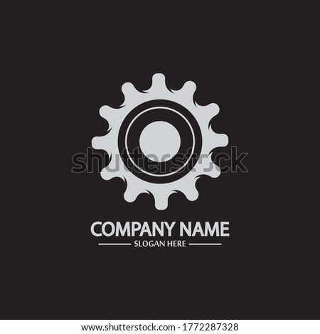 Gear vector logo isolated on a black background. Icon silhouette design template. Simple symbol concept in flat style. Abstract sign  pictogram for web  mobile and infographics.