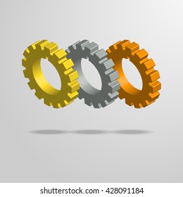 Gear Vector material with Gold, Silver, and Copper.