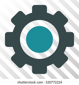 Gear vector pictogram. Illustration style is flat iconic bicolor soft blue symbol on a hatch transparent background.