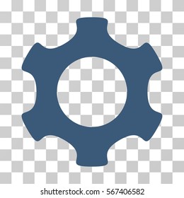 Gear vector pictogram. Illustration style is flat iconic blue symbol on a transparent background.