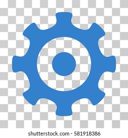 Gear vector pictogram. Illustration style is a flat iconic cobalt symbol on a transparent background.