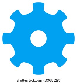 Gear vector pictogram. Style is flat graphic symbol, blue color, white background.