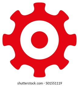 Gear vector pictogram. Style is flat graphic symbol, red color, white background.