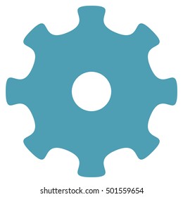 Gear vector pictogram. Style is flat graphic symbol, cyan color, white background.