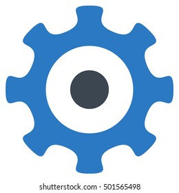 Gear vector pictogram. Style is flat graphic bicolor symbol, smooth blue colors, white background.