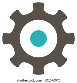 Gear vector pictogram. Style is flat graphic bicolor symbol, grey and cyan colors, white background.