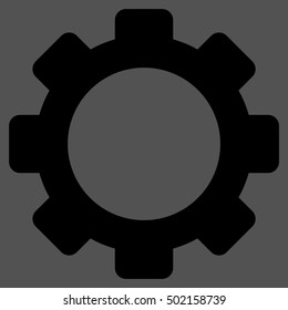 Gear vector pictogram. Style is flat graphic symbol, black color, gray background.