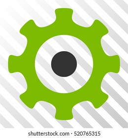 Gear vector pictograph. Illustration style is flat iconic bicolor eco green and gray symbol on a hatch transparent background.