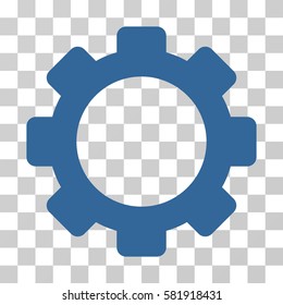 Gear vector pictograph. Illustration style is a flat iconic cobalt symbol on a transparent background.