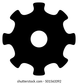 Gear vector pictograph. Style is flat graphic symbol, black color, white background.