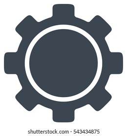 Gear vector pictograph. Style is flat graphic symbol, smooth blue color, white background.