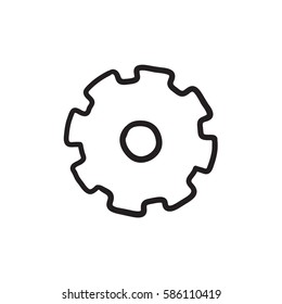 Gear vector sketch icon isolated on background. Hand drawn Gear icon. Gear sketch icon for infographic, website or app.