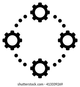 Gear Virtual Connection vector icon. Style is flat icon symbol, black color, white background.
