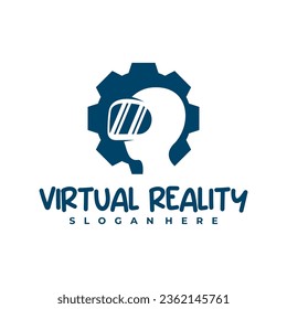 Plantilla de diseño del logotipo de Realidad Virtual de Gear. Ilustración vectorial del logo de Creative Virtual Reality.