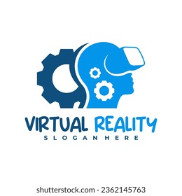 Plantilla de diseño del logotipo de Realidad Virtual de Gear. Ilustración vectorial del logo de Creative Virtual Reality.