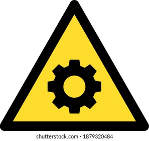 Icono de advertencia de engranajes con estilo plano. Icono de advertencia de engranajes vectoriales aislados en un fondo blanco.