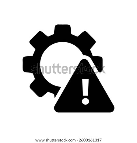 Gear and Warning Sign Icon. System Error or Maintenance Required icon vector isolated on white background