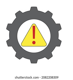 El engranaje con el signo de advertencia que muestra, Error del sistema o Sistema no funciona - Concepto 