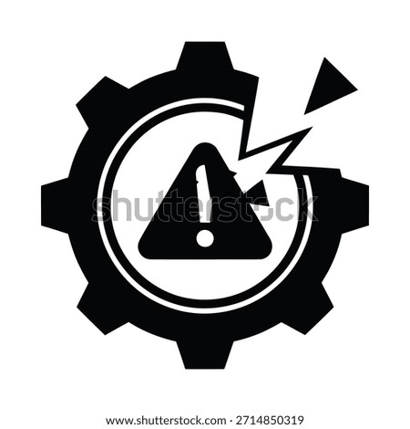 A gear with a warning triangle signifies a system issue needing immediate attention.