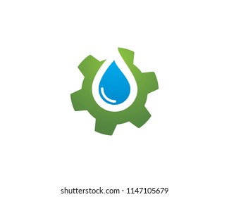 Gear with water drop Logo Template 