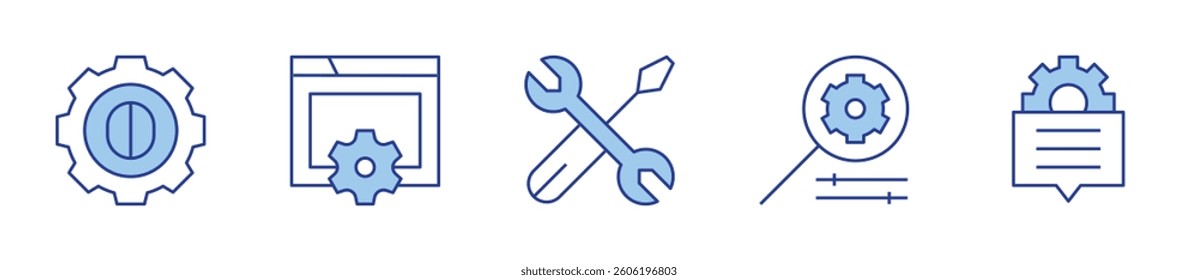 gear, website, tool, settings. Settings Icon vector illustration. Line Duotone style. Editable stroke.