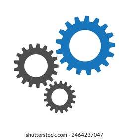 Gear wheel abstract vector set. Collection of different blue and grey cogwheels isolated on white. Doodle style gear mechanism. New business idea, teamwork, progress, technology concept.