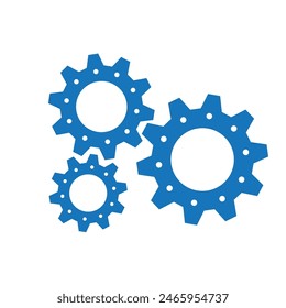 Gear wheel abstract vector set. Collection of different blue cogwheels isolated on white. Doodle style gear mechanism. New business idea, teamwork, progress, technology concept.