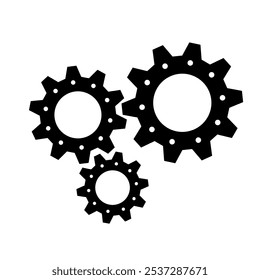 Gear wheel abstract vector set. Collection of different black cogwheels isolated on transparent background. Doodle style gear mechanism. New business idea, teamwork, progress, technology concept.
