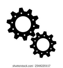 Gear wheel abstract vector set. Collection of different black cogwheels isolated on transparent background. Doodle style gear mechanism. New business idea, teamwork, progress, technology concept.