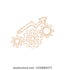 Gear wheel abstract vector set. Collection of different black cogwheels isolated on transparent background. Doodle style gear mechanism. New business idea,