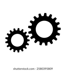 Gear wheel abstract vector set. Collection of different black cogwheels isolated on transparent background. Doodle style gear mechanism. New business idea, teamwork, progress, technology concept.