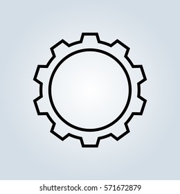 Gear wheel with arrow line icon for web, mobile and infographics. Vector dark grey icon isolated on light grey background.