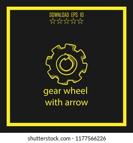 gear wheel with arrow  sketch vector icon