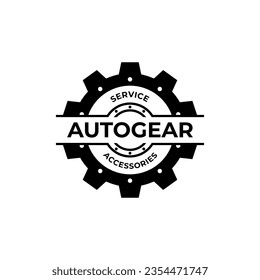 Gear wheel automotive industry vintage badge emblem label logo design