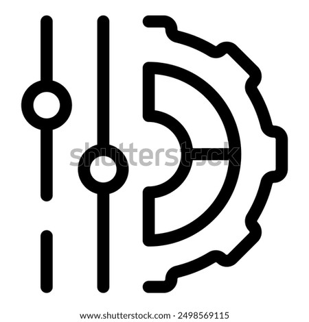 Gear wheel is being adjusted with two vertical sliders, symbolizing customization and fine tuning