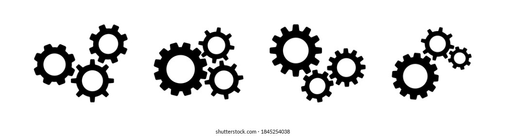 gear wheel black vector icon. cogwheel configuration set white background. mechanical technical work worked power sign. cog wheel symbol