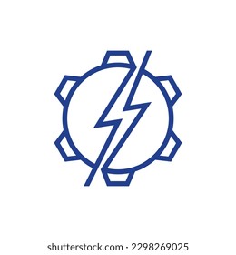 Gear wheel bolt line simple logo design