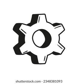 Gear wheel and cog wheel mechanism cartoon icon. Business concept innovation and movement. Vector illustration doodle style.