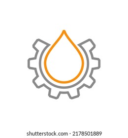 Gear wheel, cogwheel and a drop oil. Vector illustration.