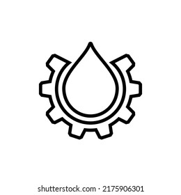 Gear wheel, cogwheel and a drop. Vector illustration.