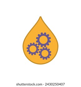 Gear wheel, cogwheel inside a drop. Vector illustration.