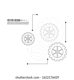 Gear wheel and cogwheel mechanism. Business concept innovation and movement. Vector illustration.